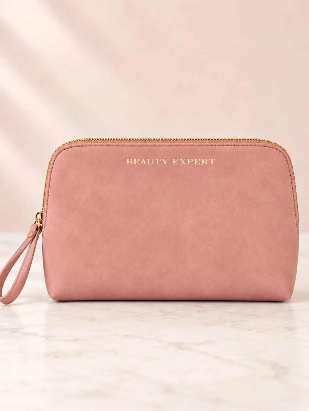 Beauty Expert Blush Pink Makeup Bag Travel Cosmetic Wristlet Pouch